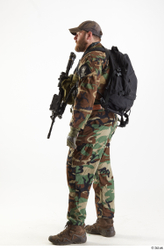 Whole Body Weapons-Rifle Man Pose with machine rifle White Army Athletic Bearded Studio photo references